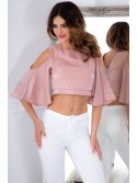 Powder pink shiny blouse 21406 - Online store - Boutique